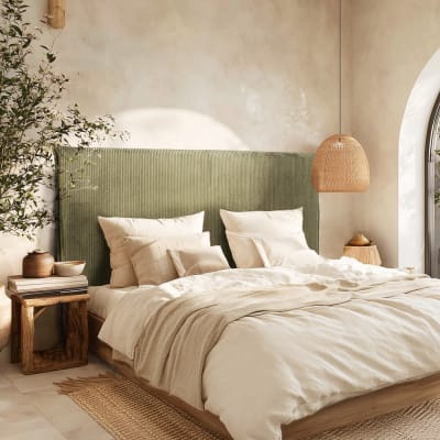 Tête de lit rembourrée pour lits 140/160cm velours côtelé vert
