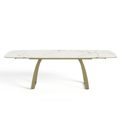 Table extensible 8-10 personnes céramique effet marbre blanc 180cm