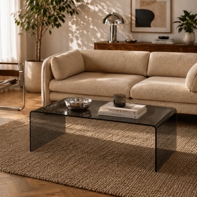 Table basse verre trempé noir 120cm
