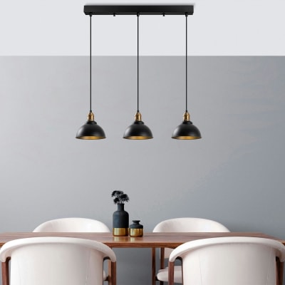Suspension 3 lampes noir/doré pour îlot
