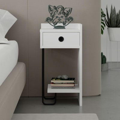Chevet droit blanc 1 tiroir 1 niche