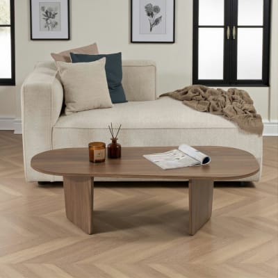Table basse moderne organique - décor noyer