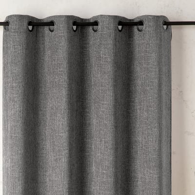 Rideau tamisant  - effet lin authentique polyester gris 240 x 145