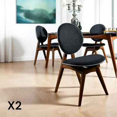 Lot de 2 chaises médaillon tissu gris
