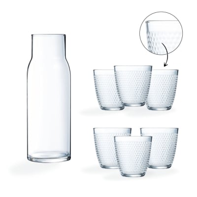 Ensemble carafe en verre et 6 verres à eau 25 cl