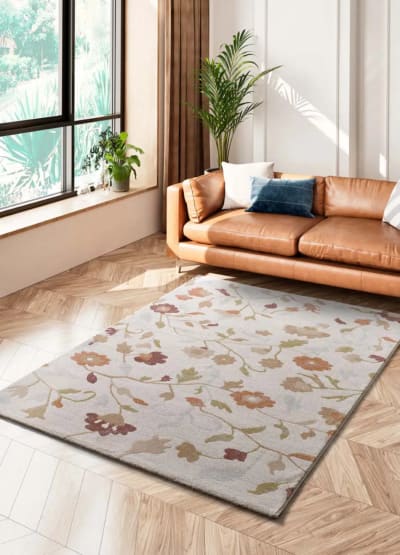 Tapis motifs floraux multicolore / beige 133x190 cm