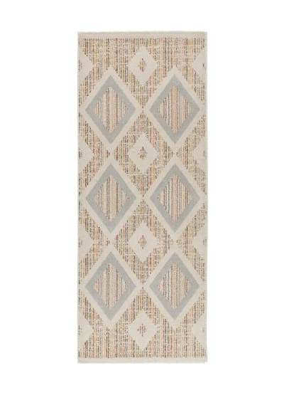Tapis de couloir géométrique multicolore / beige 80x200 cm