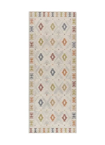 Tapis de couloir ethnique multicolore / beige 80x200 cm