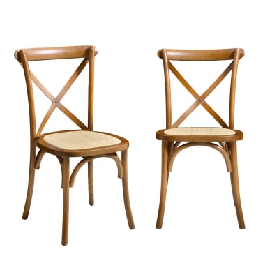 Lot de 2 chaises de bistrot en bois effet noyer