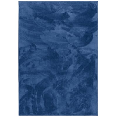 Tapis à poils longs moelleux uni bleu foncé 120x160 cm