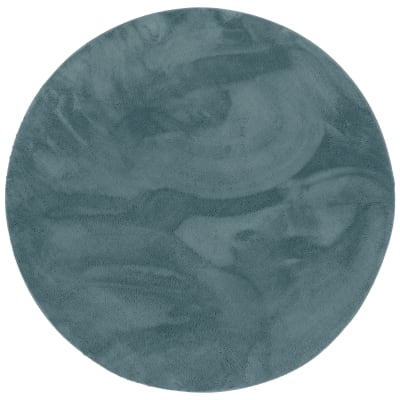 Tapis en fausse fourrure rond uni gris bleu 160x160 cm