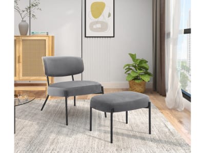 Fauteuil lounge avec repose-pieds en velours anthracite