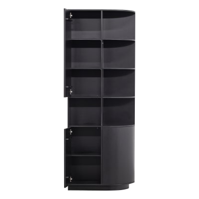 Armoire arrondie côté droit en bois noir certifié fsc 78x40x210cm