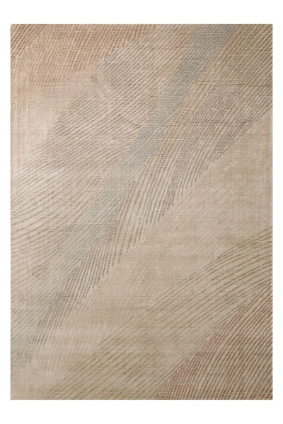 Tapis laine viscose fait main beige,brun, inspiration nature 200x300