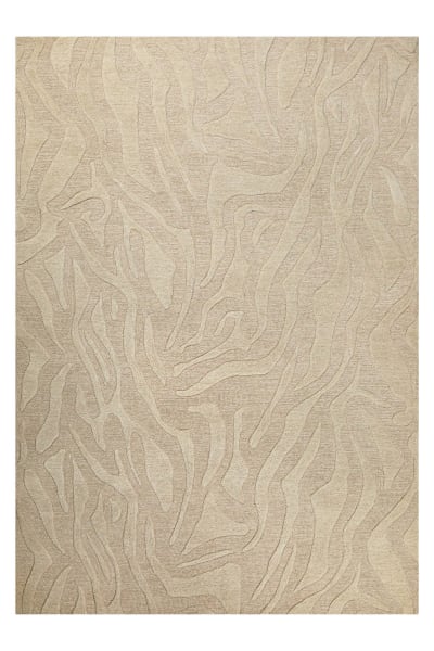 Tapis pure laine vierge fait main inspiration nature beige 110x170 cm
