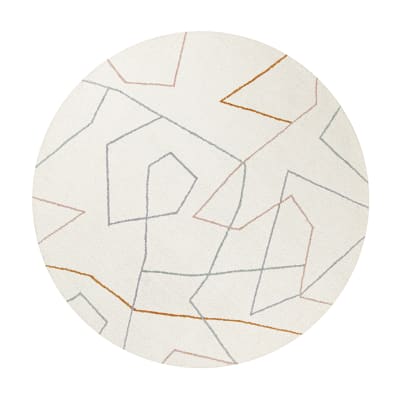 Tapis rond fait main pure laine vierge et viscose design blanc ⌀120