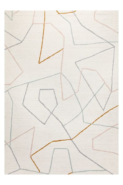 Tapis fait main pure laine vierge et viscose design blanc 160x230
