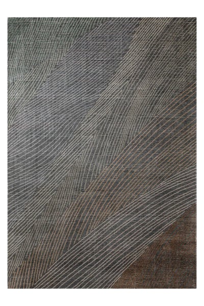 Tapis laine et viscose fait main gris,brun, inspiration nature 160x230