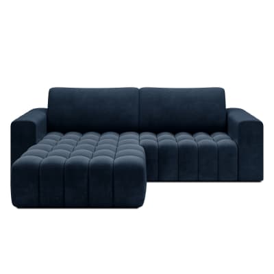 Canapé d'angle gauche convertible 4 places en velours bleu
