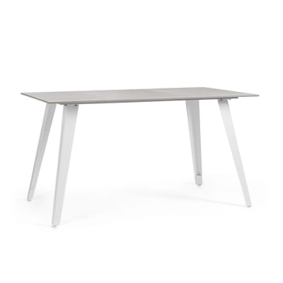 Table rectangulaire en céramique et métal l140 6 places blanc