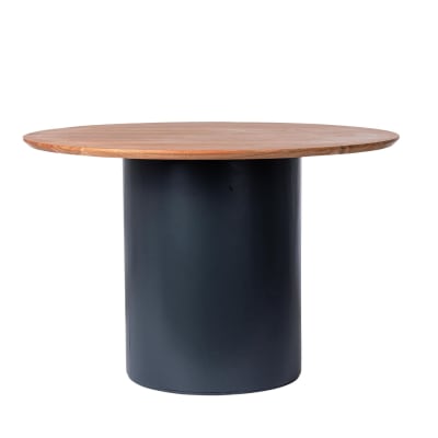 Table ronde contemporaine d115 4 places en acacia bleu foncé