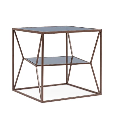 Bout de canapé carré en métal marron et verre l45