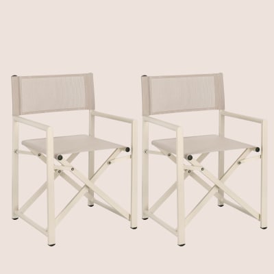 Lot de 2 chaises de metteur en scène pliables d'extérieur beige