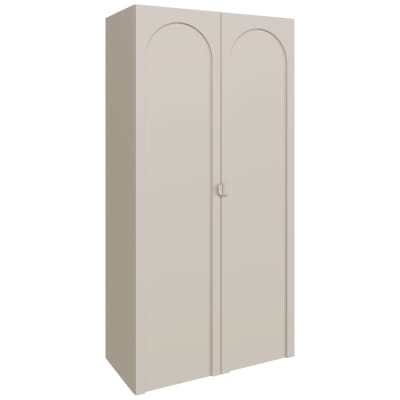 Armoire 2 portes à façades rainurées en arc, gris cachemire, 100 cm