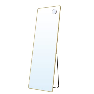 Miroir, avec miroir grossissant, verre trempé, 150 x 40 cm, doré