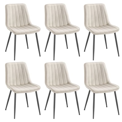 Ensembles de 6 chaises salle à manger velours cappuccino beige