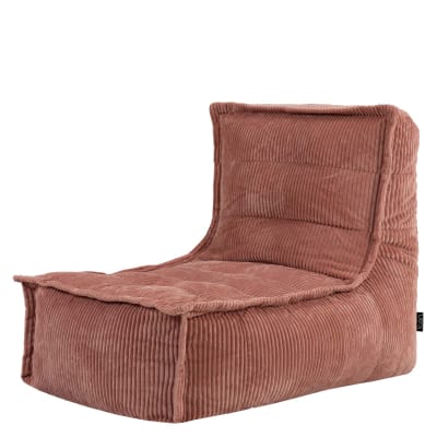 Pouf chauffeuse en velours côtelé rose aube