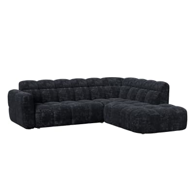 Canapé d'angle en tissu noir - angle droit