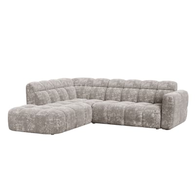 Canapé d'angle en tissu taupe - angle gauche