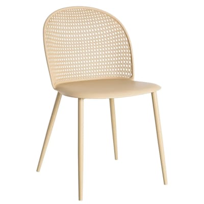 Chaise beige sable effet cannage 51x46x80cm