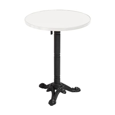 Table à manger ronde 60cm inclinable plateau blanc/argent et pied noir