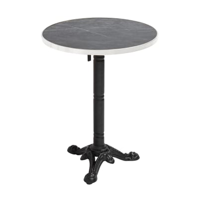 Table à manger ronde 60 cm inclinable marbre noir /argent et pied noir