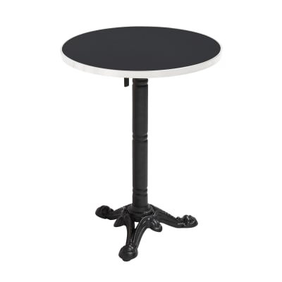 Table à manger ronde 60 cm inclinable noir/argent et pied noir