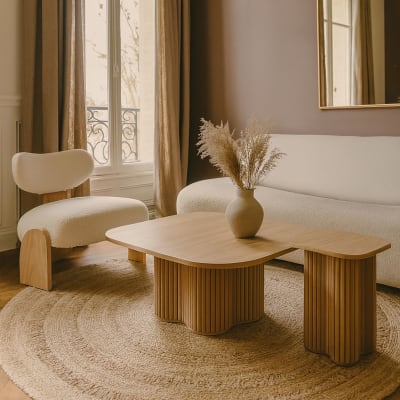 Table d'appoint carré avec pied de forme organique 40cm