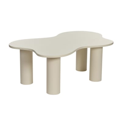Table basse avec plateau forme organique crème l110 cm