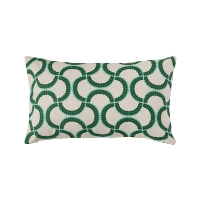 Coussin en coton à motif vert feuille 30 x 50 cm