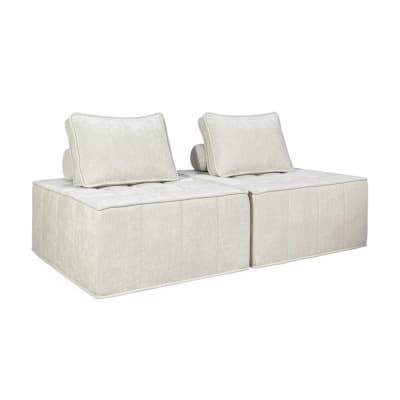 Lot de 2 fauteuils en tissu pour canapé modulable avec coussin ecru