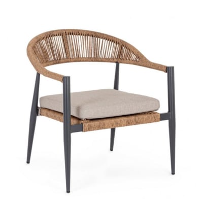 Ensemble de 4 fauteuils en aluminium et fibre synthétique anthracite