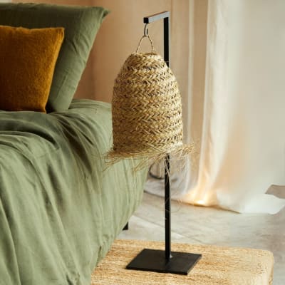 Support xl sur pied pour lampe métal noir 24 x 24