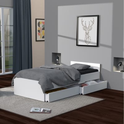 Lit kappa 90x190 + 2 tiroirs / blanc