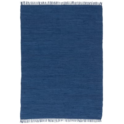 Tapis en coton uni bleu foncé 60x120 cm