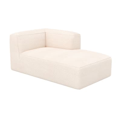 Méridienne d'angle à droite pour canapé modulable en velours blanc