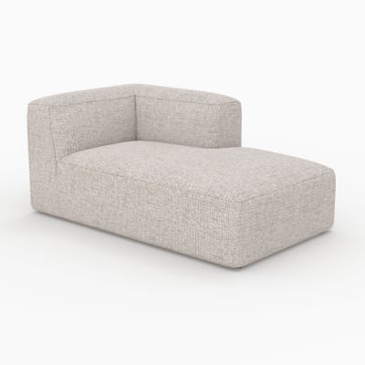 Méridienne d'angle à droite pour canapé modulable en tissu beige