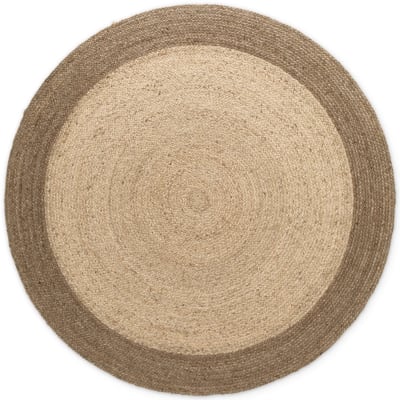 Tapis jute fait main bicolore ivoire et mocca 240cm