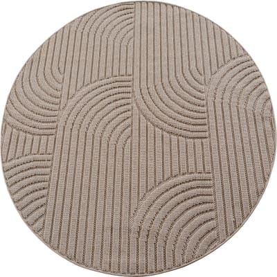Tapis rond bouclés à relief arch beige 120x120cm