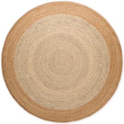 Tapis jute fait main bicolore ivoire et beige 100cm